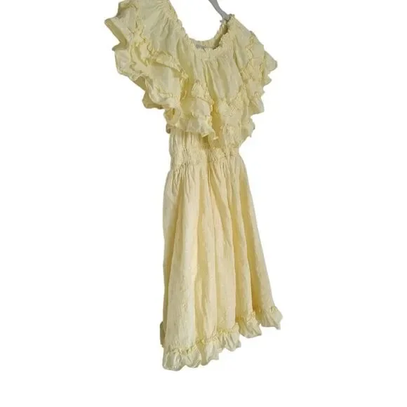 Shein Girl's Size 11/12 Yellow Dot Cotton Summer Dress - Picture 3 of 6